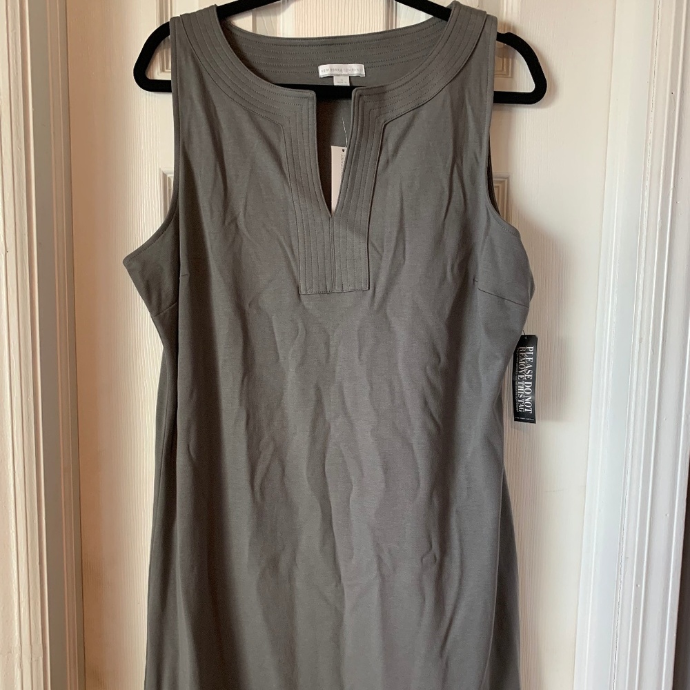 Cotton Split Neck Shift Dress